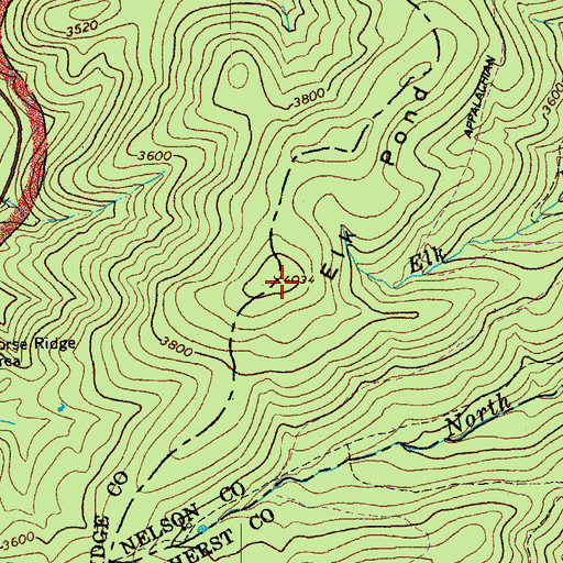 Topographic Map of Elk Pond Mountain, VA