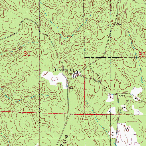 Topographic Map of Liberty Cemetery, AL