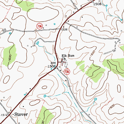 Topographic Map of Elk Run Church, VA