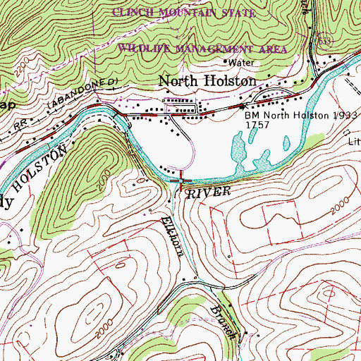 Topographic Map of Elkhorn Branch, VA