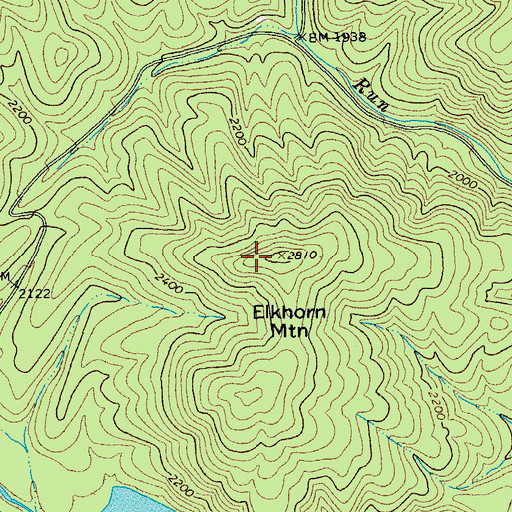 Topographic Map of Elkhorn Mountain, VA