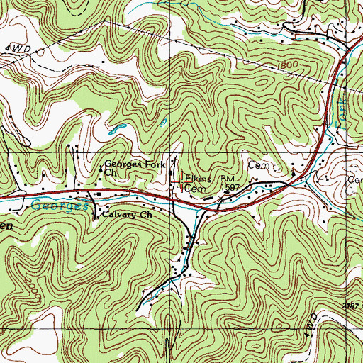 Topographic Map of Elkins Cemetery, VA