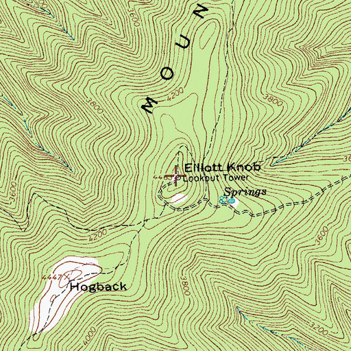 Topographic Map of Elliott Knob, VA