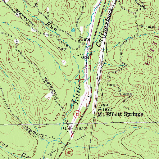 Topographic Map of Elliott Springs Run, VA