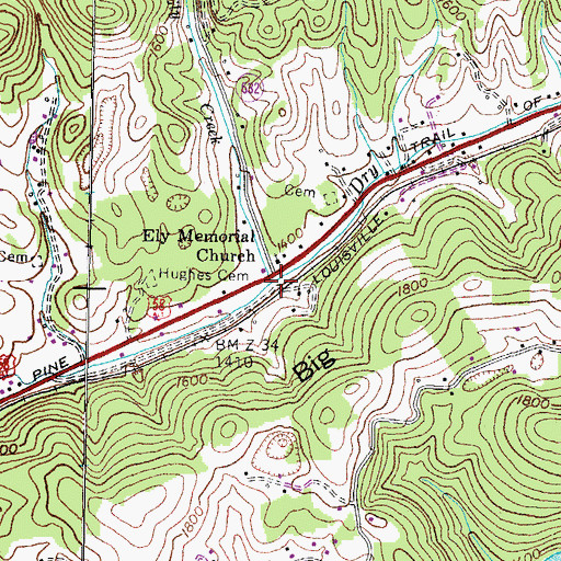 Topographic Map of Ely Creek, VA