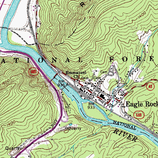 Topographic Map of Emmanuel Church, VA