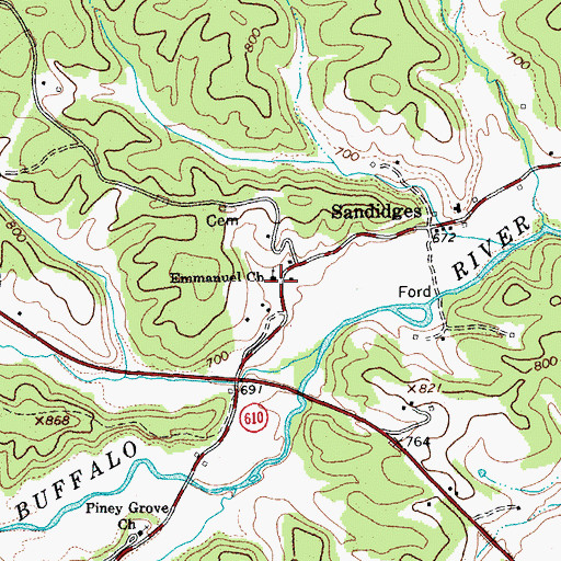 Topographic Map of Emmanuel Baptist Church, VA