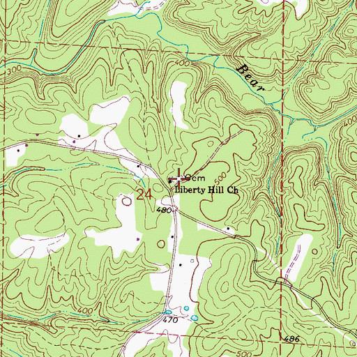 Topographic Map of Liberty Hill Cemetery, AL