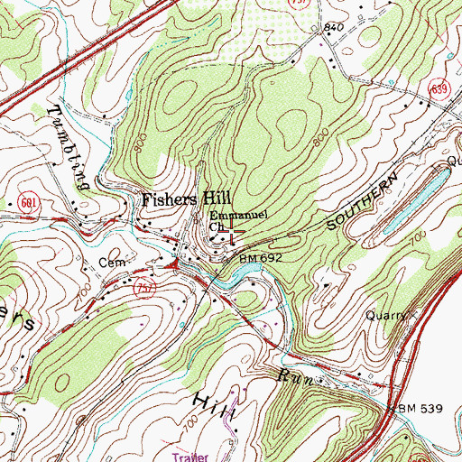 Topographic Map of Emmanuel Church, VA