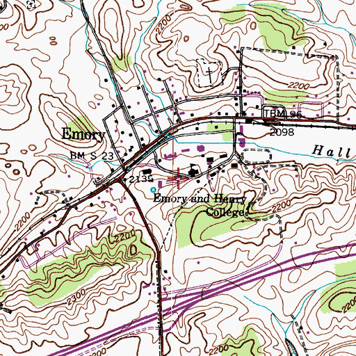 Topographic Map of Emory and Henry College, VA