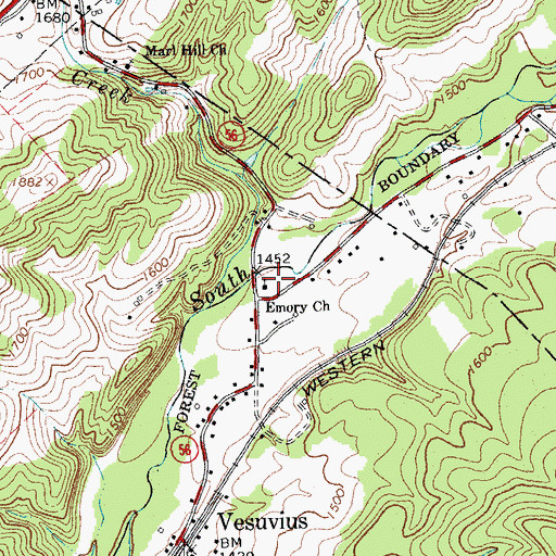 Topographic Map of Emory Church, VA