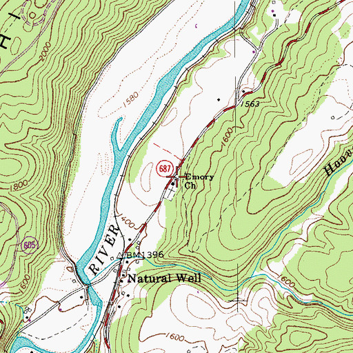 Topographic Map of Emory Church, VA