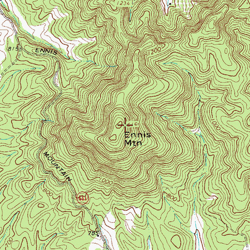 Topographic Map of Ennis Mountain, VA
