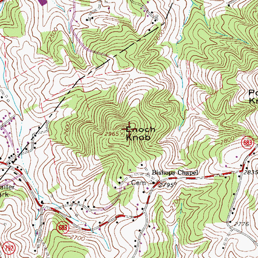 Topographic Map of Enoch Knob, VA