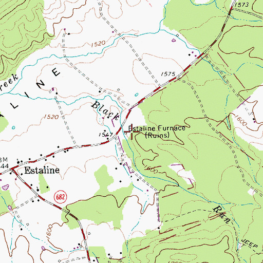 Topographic Map of Estaline Furnace, VA