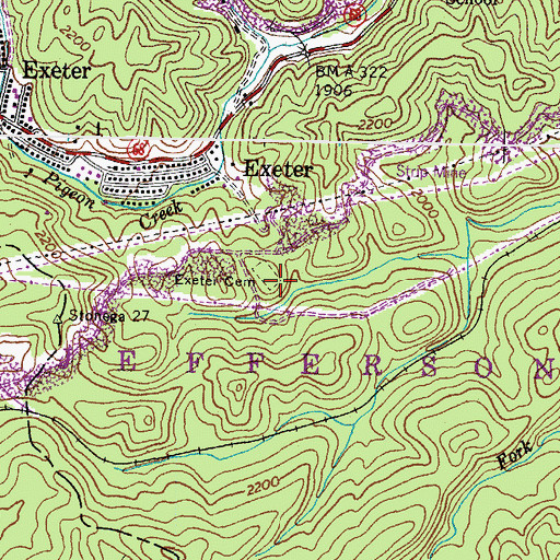 Topographic Map of Exeter Cemetery, VA