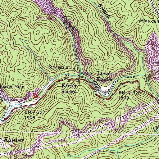 Topographic Map of Exeter School, VA