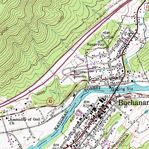 Topographic Map of Fairview Cemetery, VA