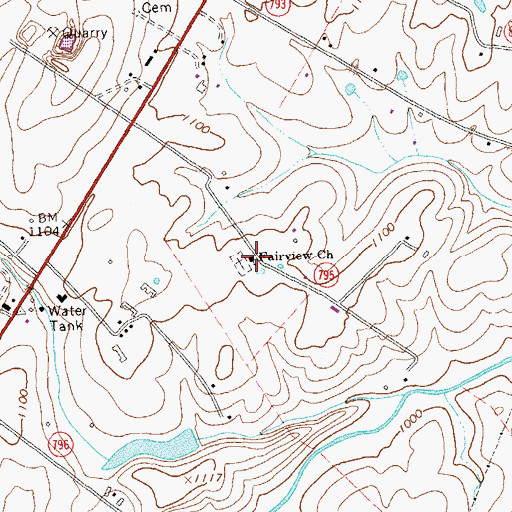 Topographic Map of Fairview Church, VA