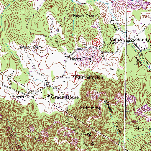 Topographic Map of Fairview School, VA