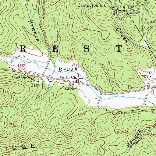 Topographic Map of Faith Church, VA
