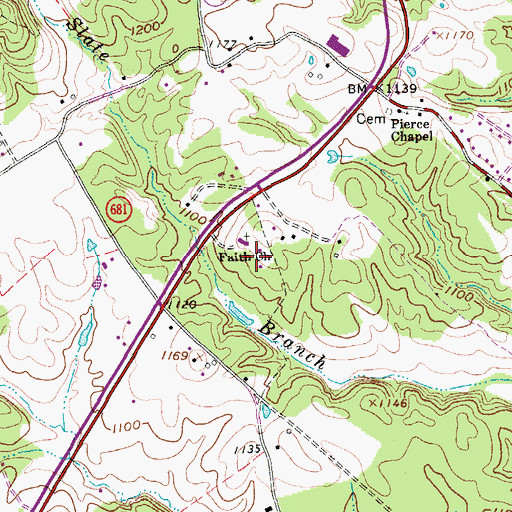 Topographic Map of Faith Church, VA