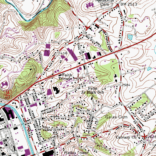 Topographic Map of Faith Temple, VA