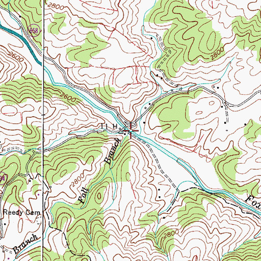 Topographic Map of Fall Branch, VA