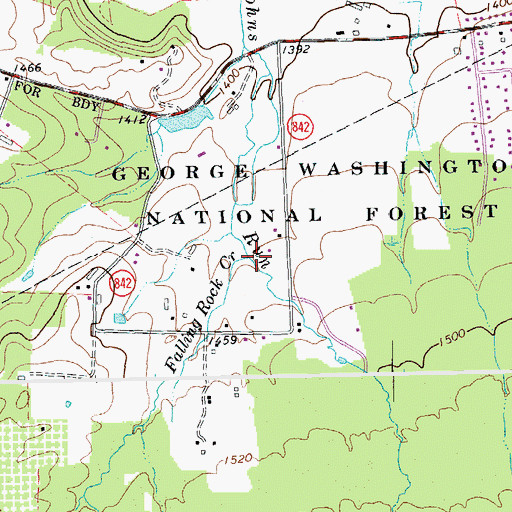 Topographic Map of Falling Rock Creek, VA
