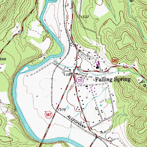 Topographic Map of Falling Spring, VA