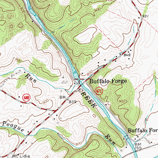 Topographic Map of Falling Spring Run, VA