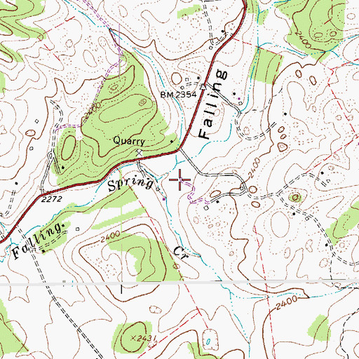 Topographic Map of Falling Spring Valley, VA