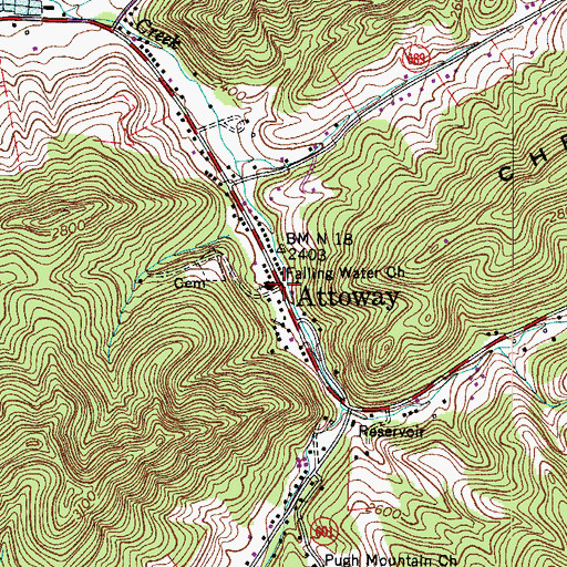 Topographic Map of Falling Water Church, VA