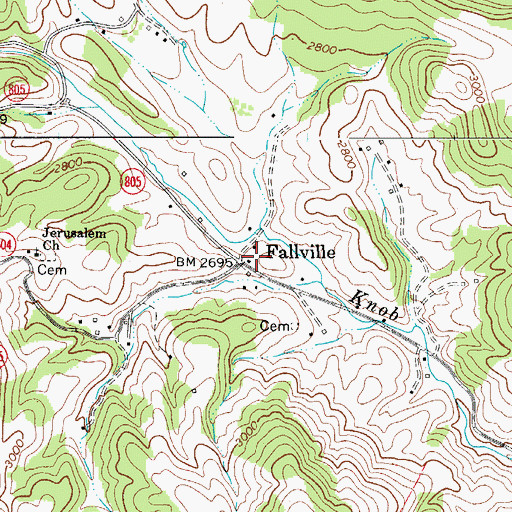 Topographic Map of Fallville, VA