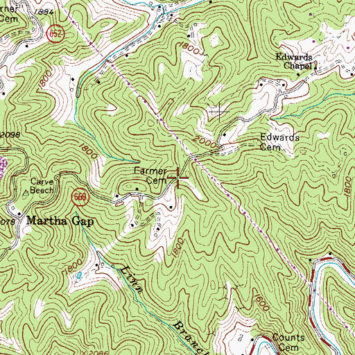 Topographic Map of Farmer Cemetery, VA