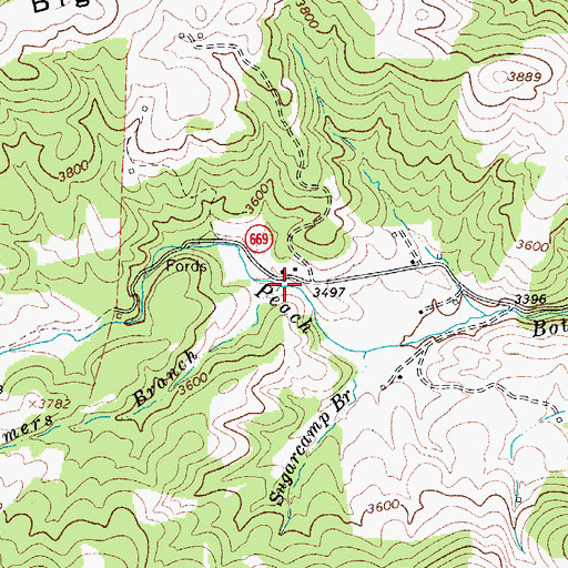 Topographic Map of Farmers Branch, VA