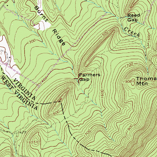 Topographic Map of Farmers Gap, VA