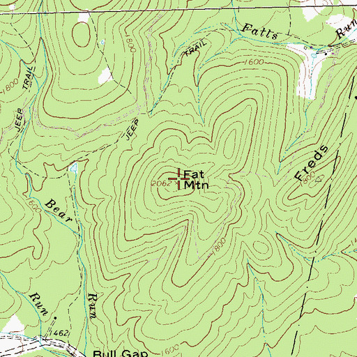 Topographic Map of Fat Mountain, VA