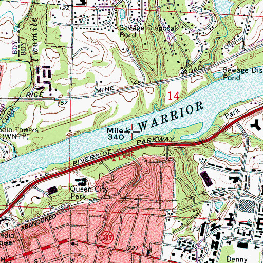Topographic Map of Lock Number Eleven (historical), AL