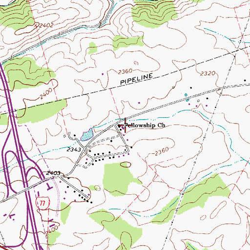 Topographic Map of Fellowship Church, VA