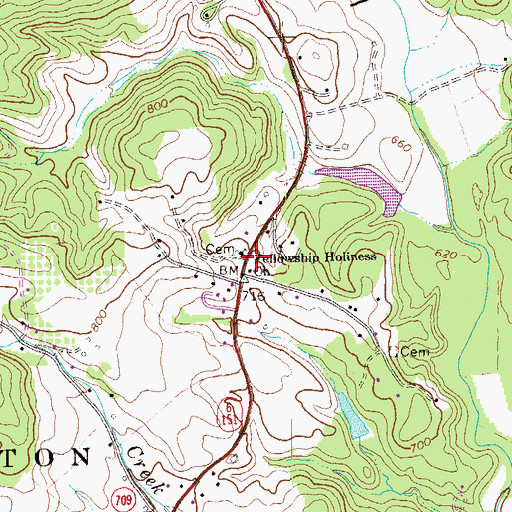 Topographic Map of Fellowship Holiness Church, VA