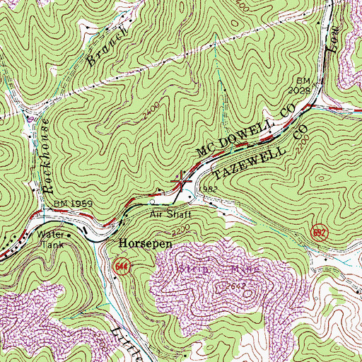 Topographic Map of Ferguson Branch, VA