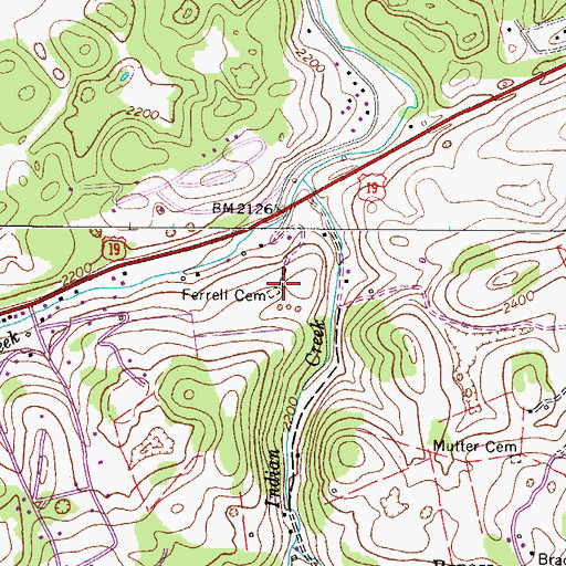 Topographic Map of Ferrell Cemetery, VA