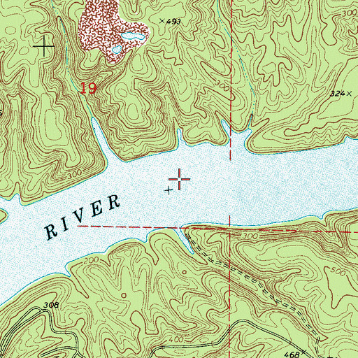 Topographic Map of Lock Number Fourteen (historical), AL