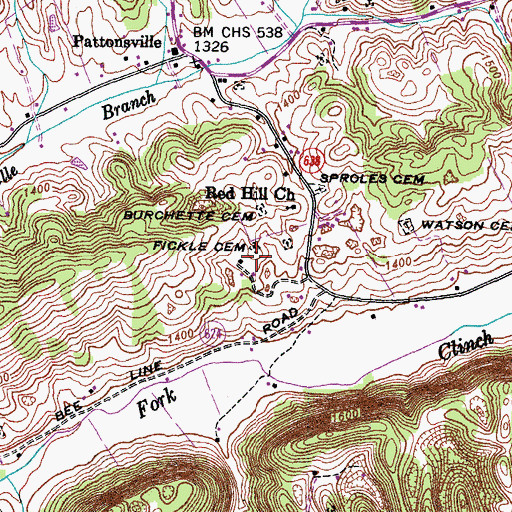 Topographic Map of Fickle Cemetery, VA