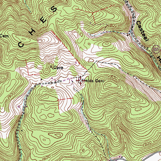 Topographic Map of Fields Cemetery, VA
