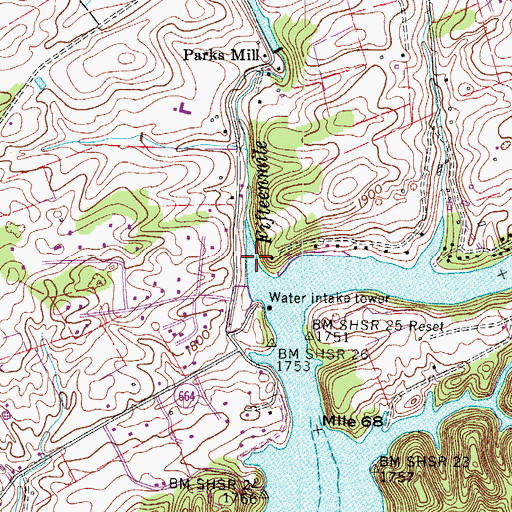 Topographic Map of Fifteenmile Creek, VA