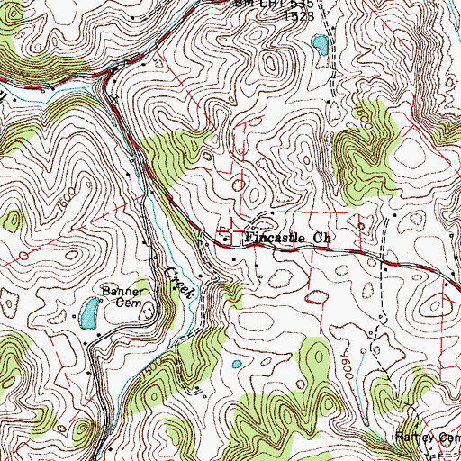 Topographic Map of Fincastle Church, VA