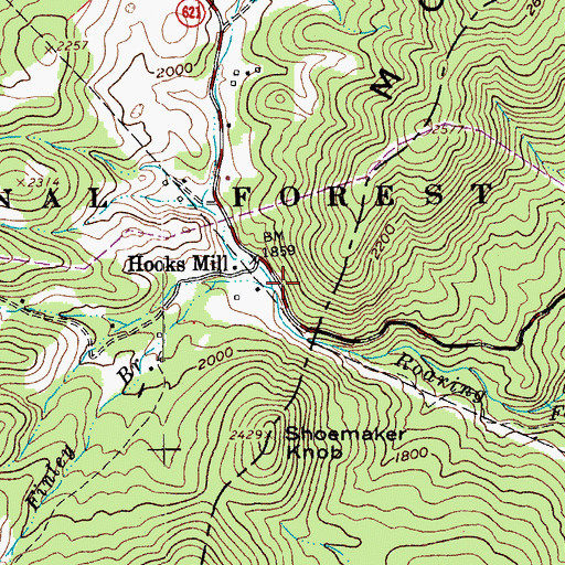 Topographic Map of Finley Branch, VA