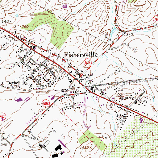 Topographic Map of Fishersville, VA
